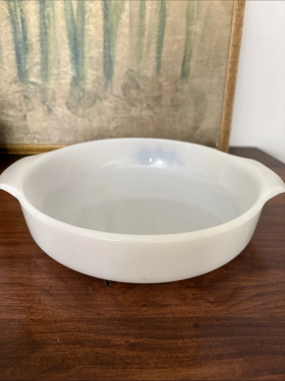 ANCHOR HOCKING FIRE-KING ‘Blue Cornflower’ Milk Glass 9” Round Dish Vintage